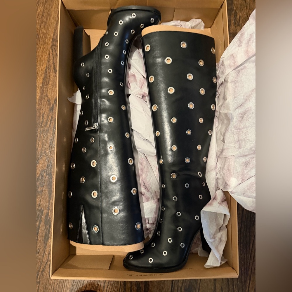 Jessica Simpson Black Over-the-Knee Grommet Boots